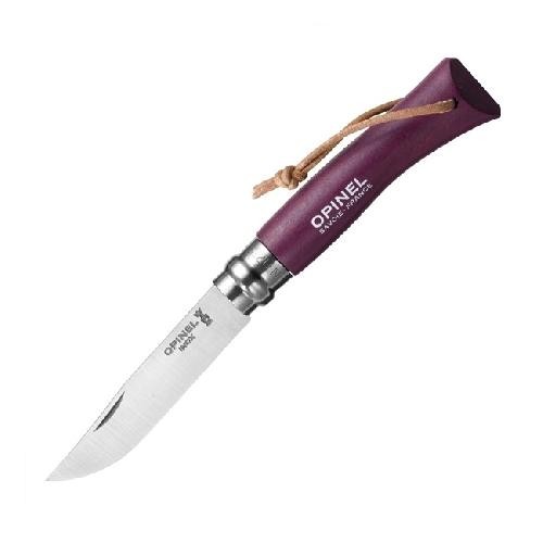 нож Opinel №7 Trekking нерж.сталь, кожанный темляк, фиолетовый