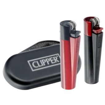 зажигалка Clipper кремниевая, металл Бордовый металлик & Черный арт.CM0S110