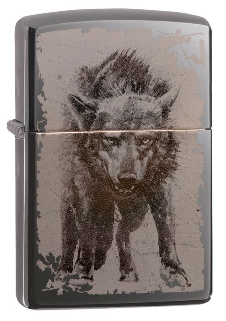 зажигалка Zippo 49073 Wolf Design Black Ice®